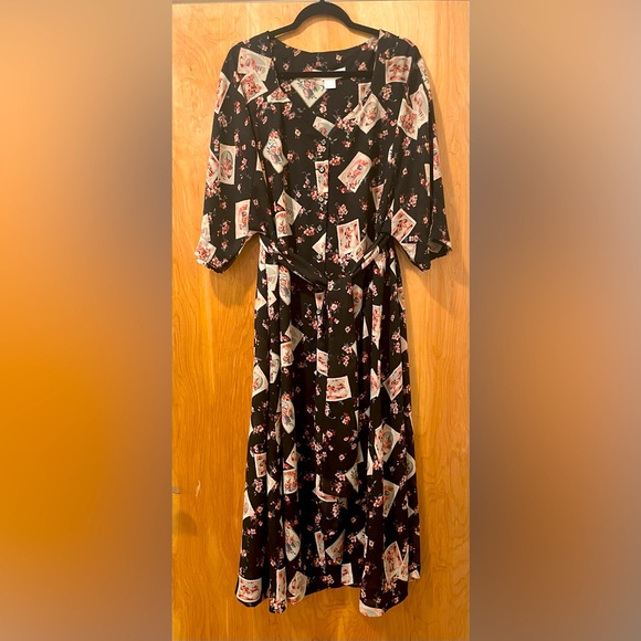 Semi Sheer Midi Dress with Tie Belt - Picture 1 of 5